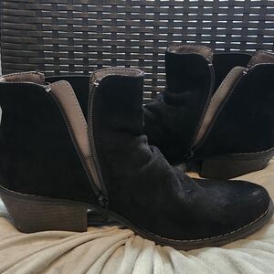 Black Suede Side-Zip Ankle Boots